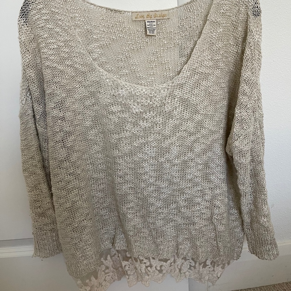 Cute Cropped Sweater with Lace Detail
